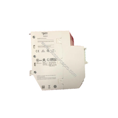 Figure 1: Front view of the Schneider BMEP582020H industrial automation module showing its compact metal enclosure and multip