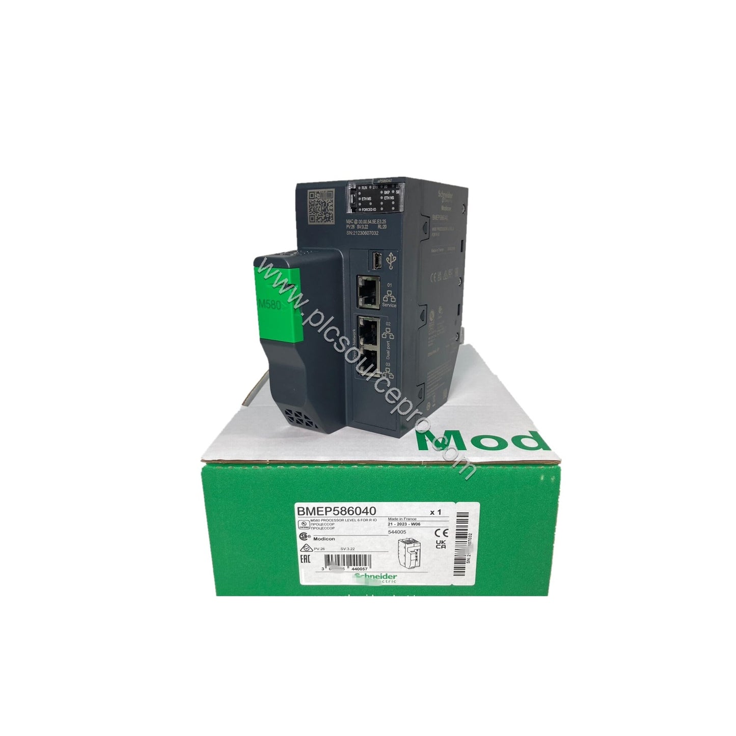 Figure 2: The Schneider BMEP586040 module features integrated Ethernet ports and USB connection for industrial automation app