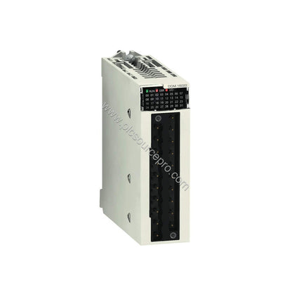 Figure 1: Front view of the Schneider BMXDDM16022 discrete mixed I/O module showing its compact DIN rail-mountable housing wi