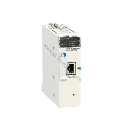 Figure 2: The Schneider BMXNGD0100 network module features an RJ45 Ethernet port and a reset button for cold restarts, ideal 