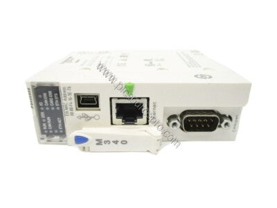 Figure 1: Front view of the Schneider BMXP3420302CL Modicon M340 processor module showing its compact enclosure, status LEDs,
