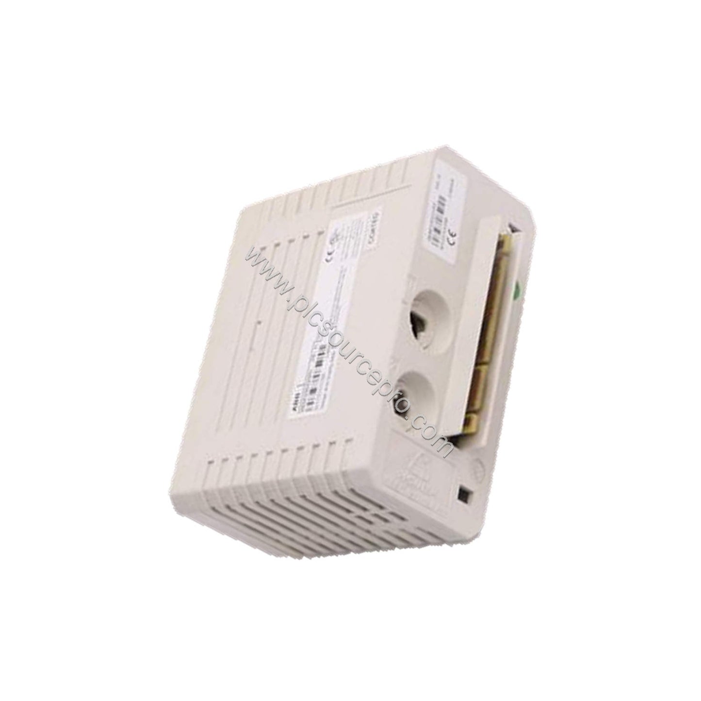 Figure 2: Detail of the ABB CI854A module's DB female connector and DIN rail mounting, highlighting its hot-swap and redundan