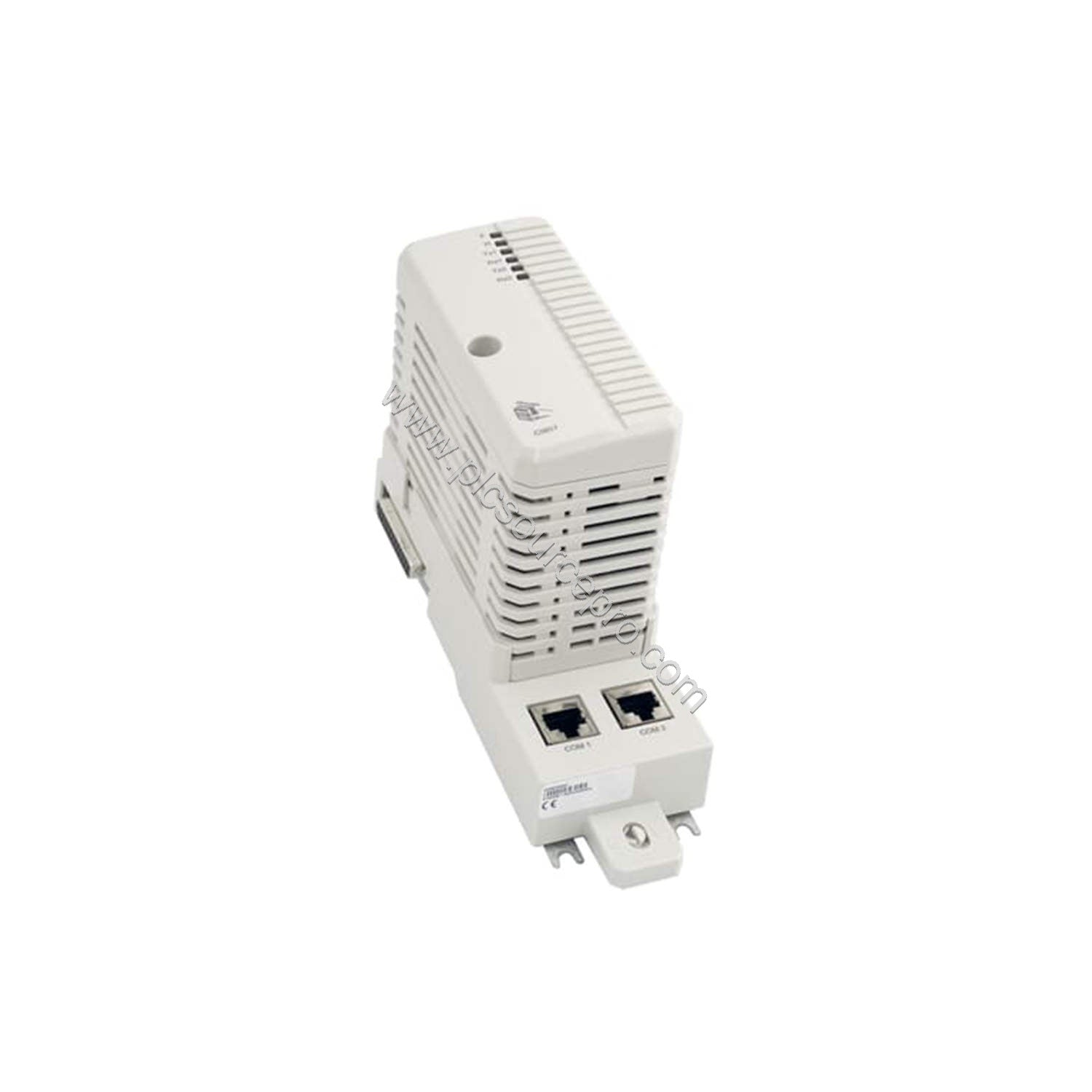 Figure 1: Front view of the ABB CI857 Industrial Automation Module showing its compact industrial enclosure and RJ-45 connect