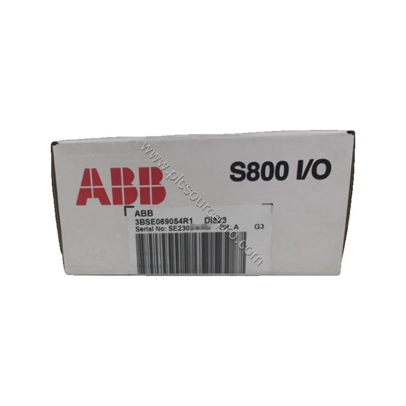 Figure 1: Front view of the ABB DI828 digital input module showing its compact industrial enclosure and front panel LED indic