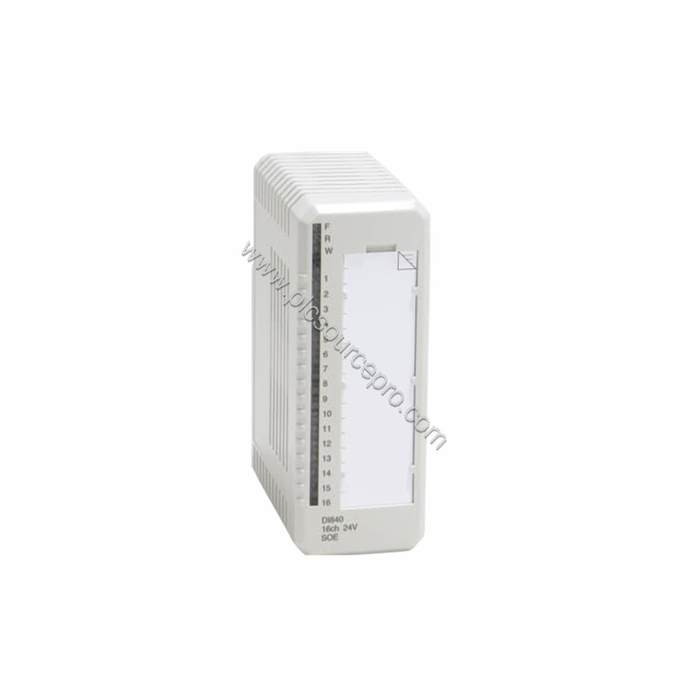 Figure 1: Front view of the ABB DI840 Industrial Automation Module showing its compact industrial enclosure and front panel i