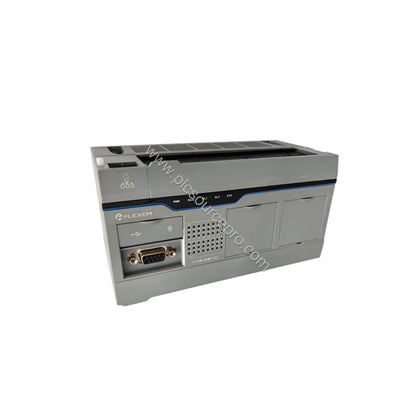 Figure 2: Detailed view of the Flexem FC5-40MP-DC logic controller highlighting the 24 input and 16 output terminals, with Et