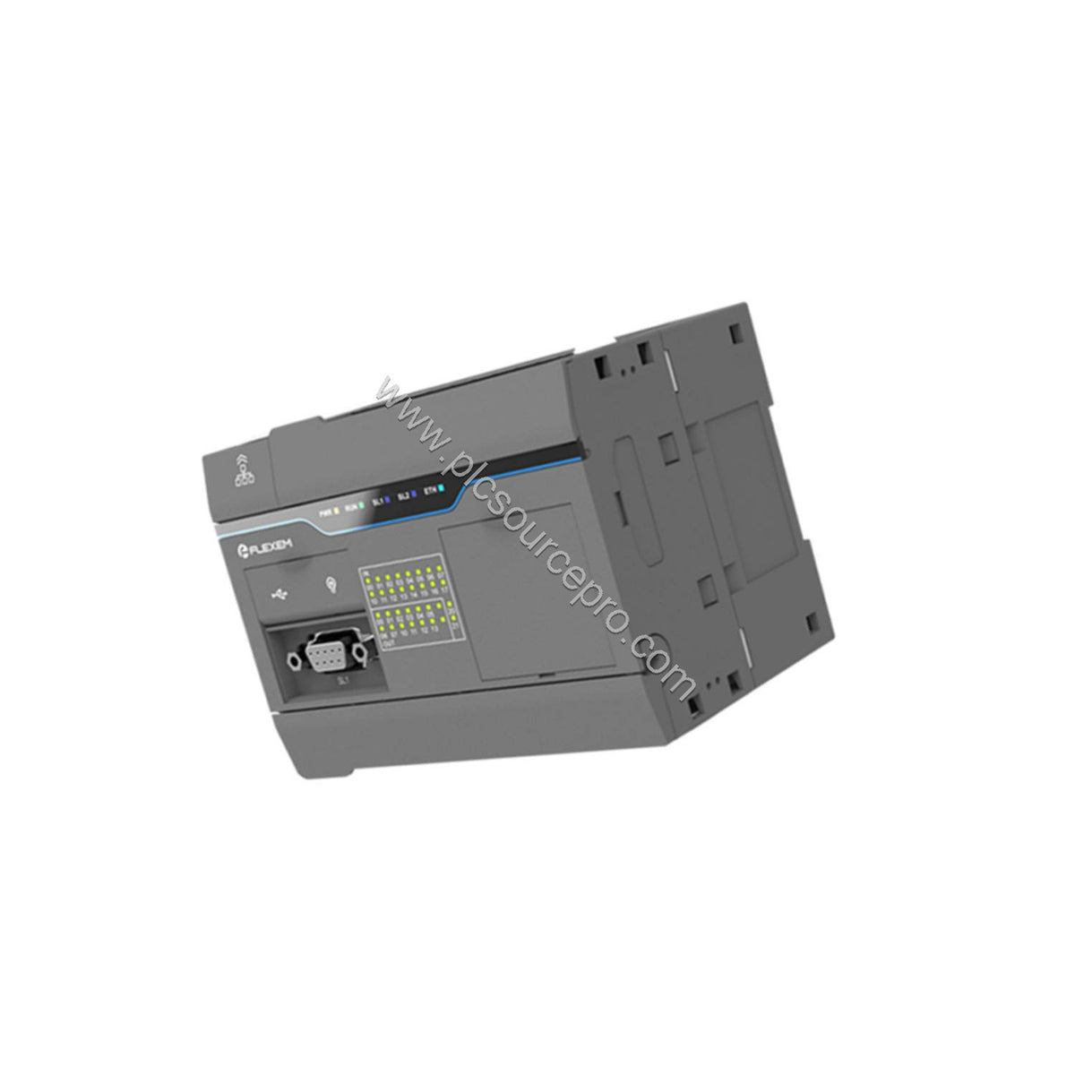 Figure 2: Side view of the Flexem FC5M-40MN-AC Industrial Automation Module revealing the input/output terminal blocks for wi