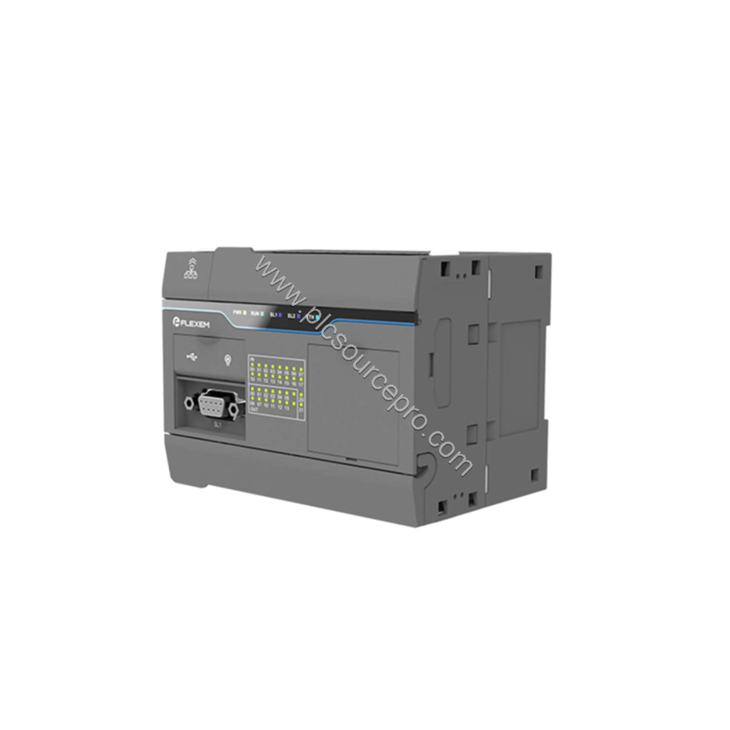 Figure 1: Front view of the Flexem FC5M-40MN-AC Industrial Automation Module showing its compact industrial enclosure and sta