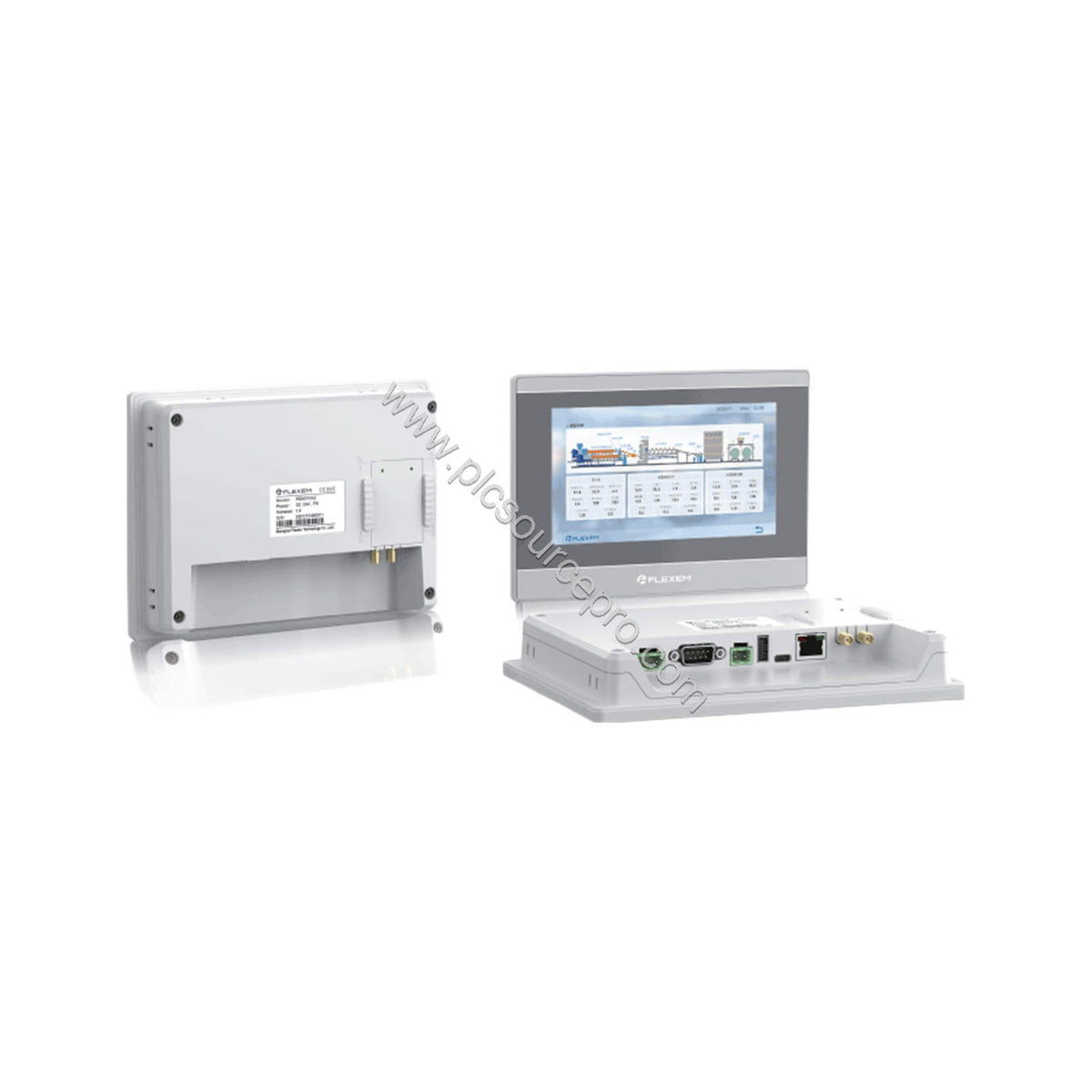 Figure 2: Rear view of the Flexem FE6370C highlighting the serial ports, USB Type-C and Type-A connectors, and power terminal