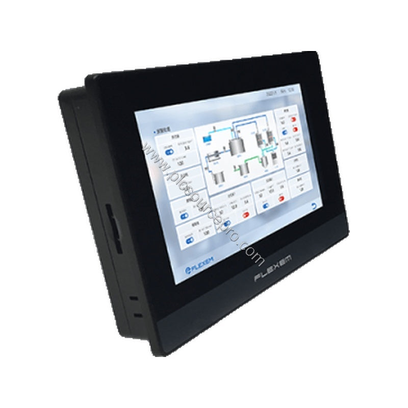 Figure 1: Front view of the Flexem FE7070IP Industrial Automation Module showing the 7-inch TFT LCD display and resistive tou