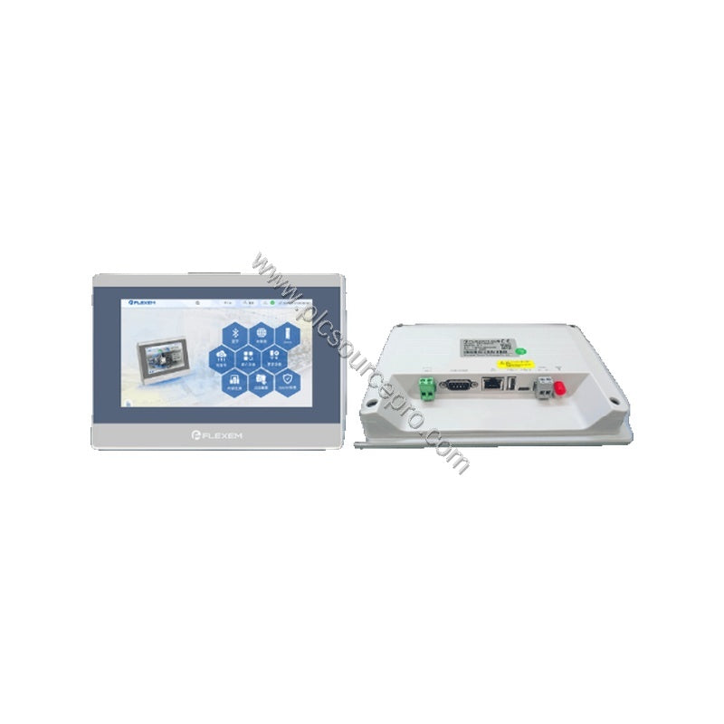 Figure 1: Front view of the Flexem FE7370WE-4G 7-inch HMI showing its widescreen TFT display and resistive touch panel in an 