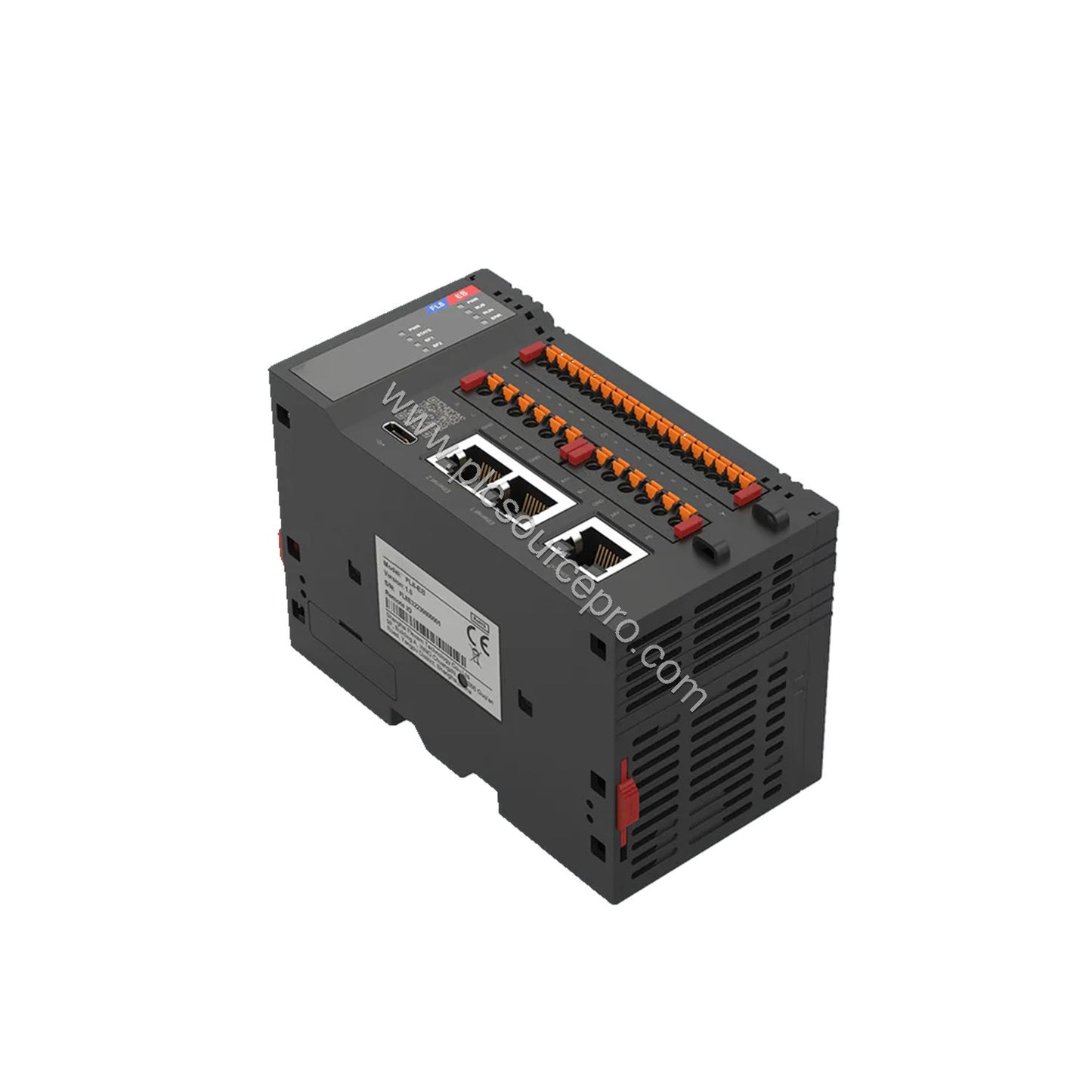 Figure 1: Front view of the Flexem FL8-E8-D Industrial Automation Module showing its compact DIN-rail mountable enclosure and