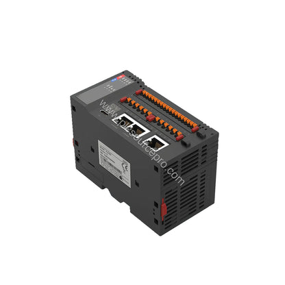 Figure 1: Front view of the Flexem FL8-E8-D Industrial Automation Module showing its compact DIN-rail mountable enclosure and