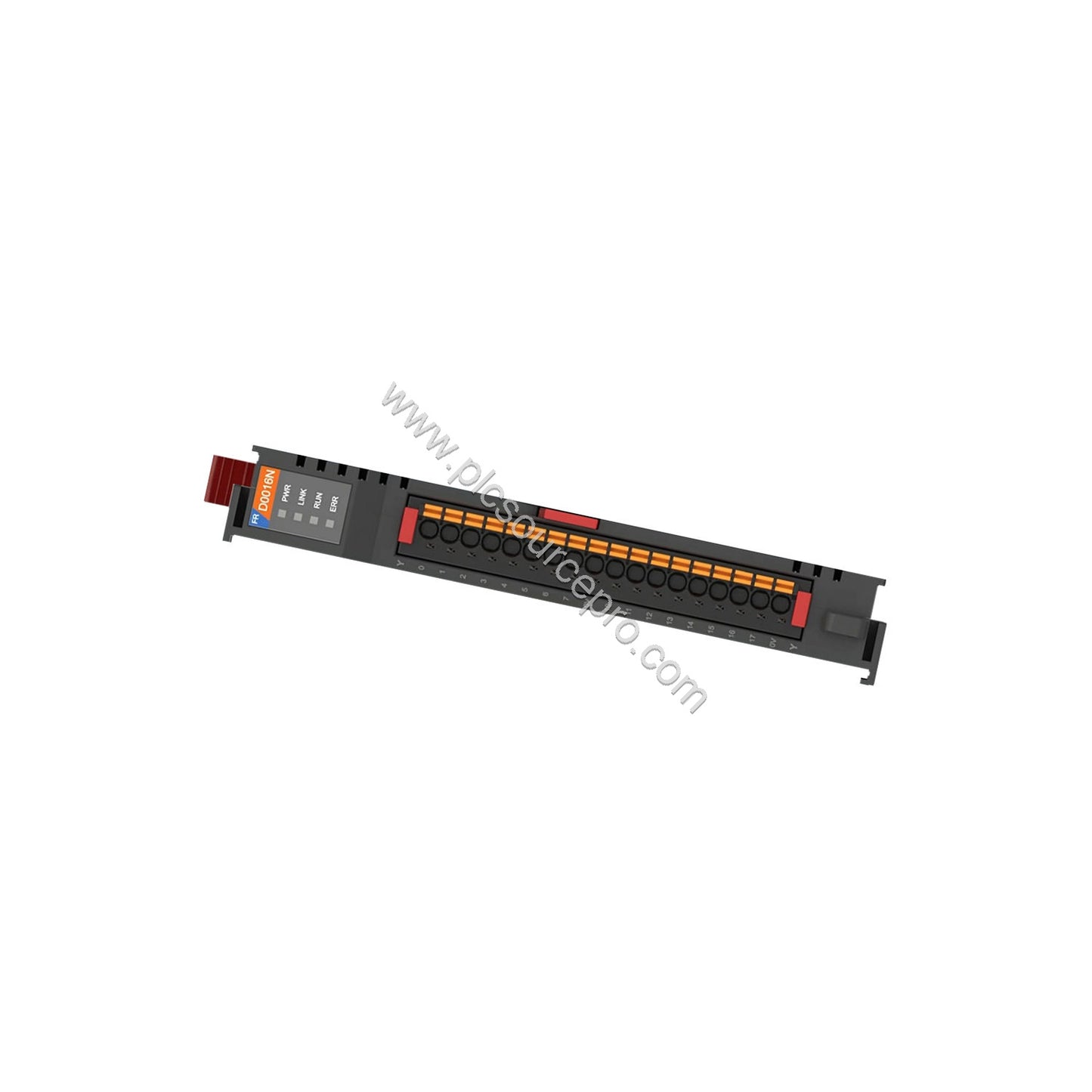 Figure 2: Side view of the Flexem FR-D1600 module highlighting its slim 18mm profile and 35mm DIN-rail mounting clip.