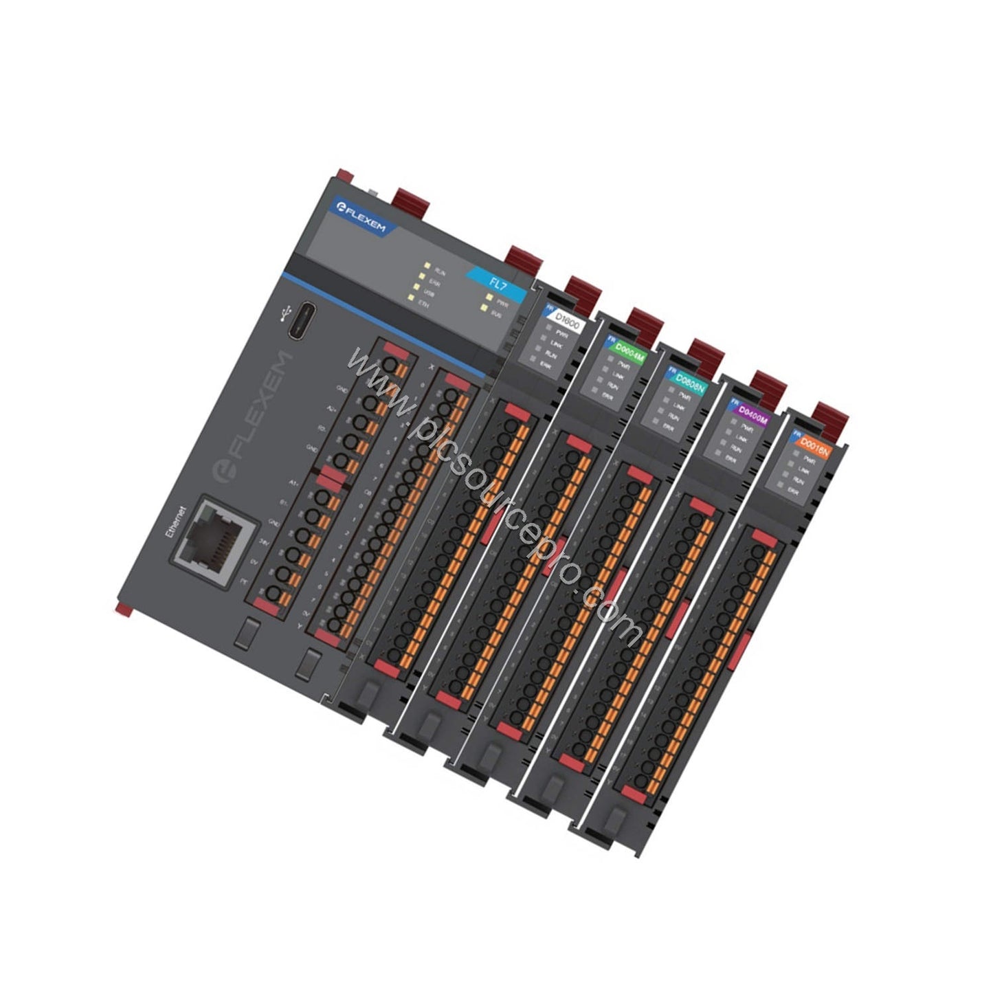 Figure 2: Close-up of the Flexem FR-T0400P module highlighting its 4-channel RTD input configuration and sensor compatibility