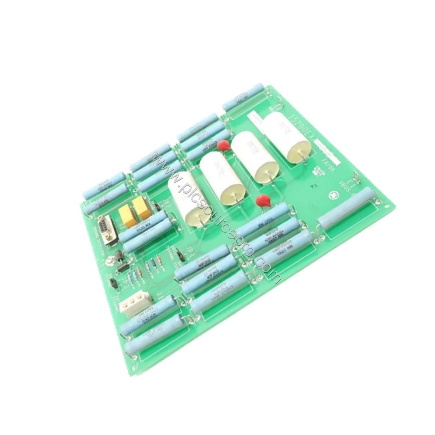 Figure 2: Close-up of the GE IS200EXAMG1AAB board highlighting the jumper settings and component placement for EX2100 systems