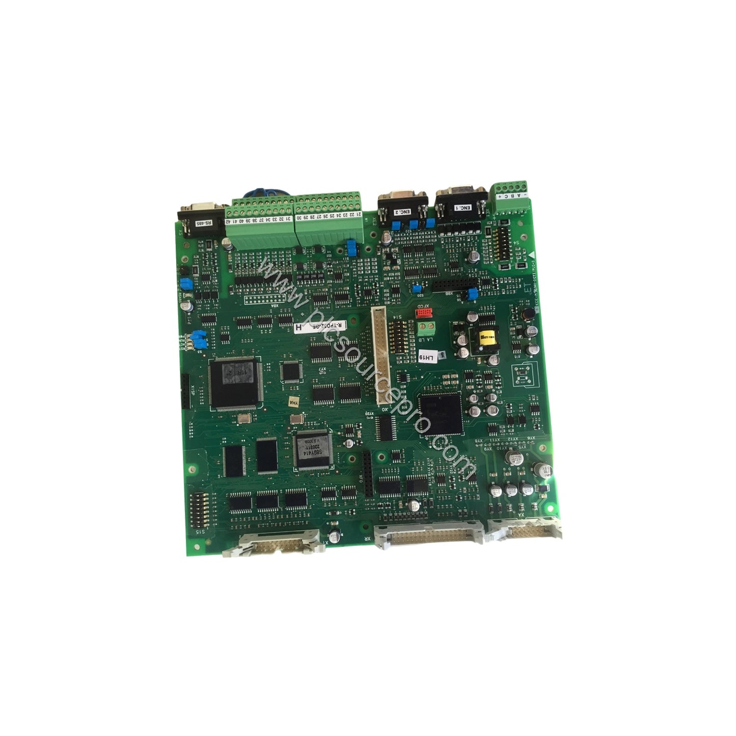 Figure 2: Close-up of the GE IS200TREAH2A board highlighting the 24-point pluggable barrier terminal blocks and jumper config