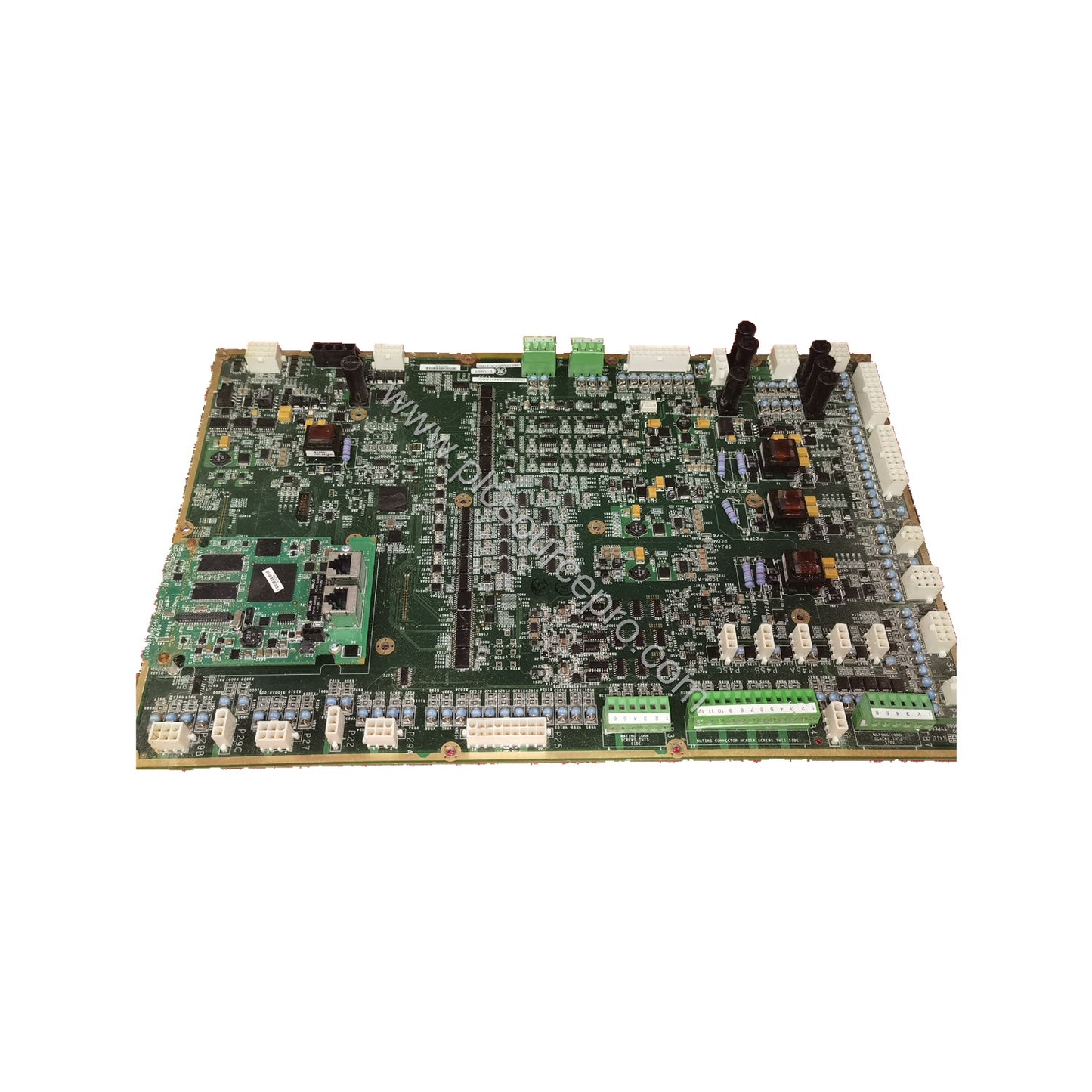 Figure 2: Close-up of the GE IS200WETCH1AAA board edge with terminal strips and copper band, highlighting its connectivity fe