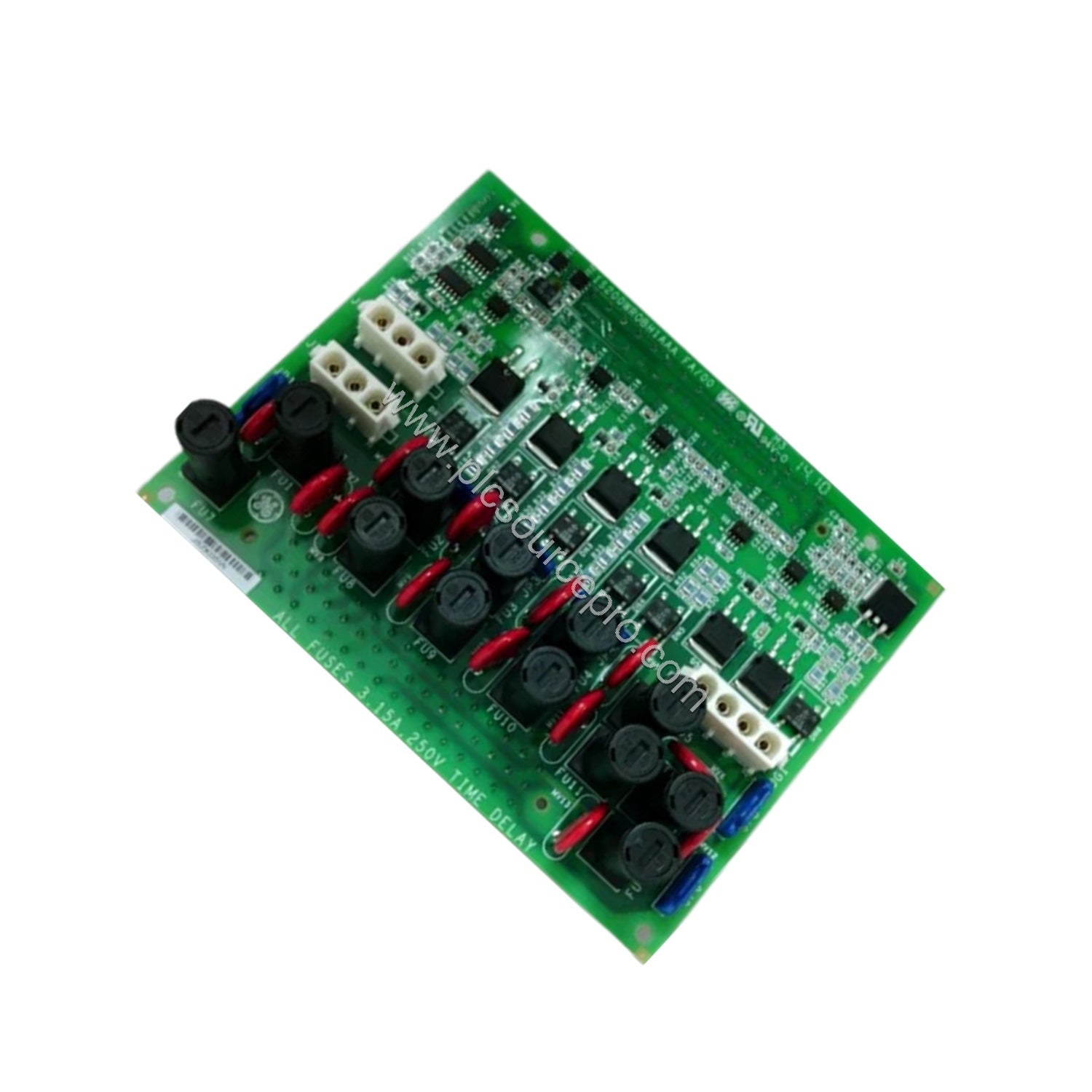 Figure 2: Close-up of the GE IS200WROBH1A board highlighting the 3.15 A fuse and connection points for relay outputs.