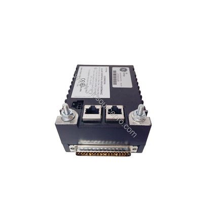 Figure 2: Close-up of the GE IS220PIACH2A showing dual RJ-45 Ethernet ports and DC-37 pin connector for terminal board integr