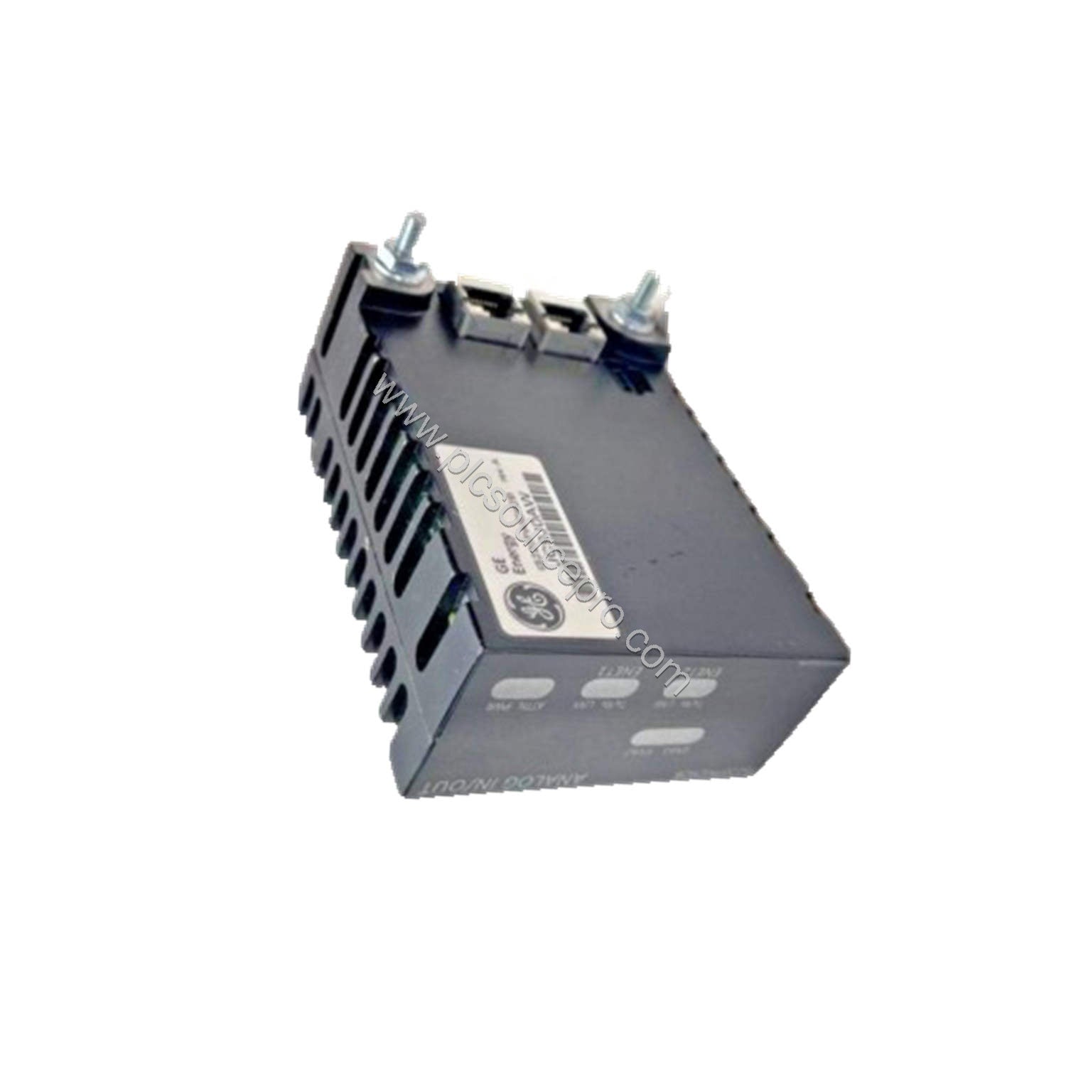 Figure 2: Close-up of the GE IS220PAICH2B module highlighting its dual RJ-45 Ethernet ports and DC-37 connector for terminal 