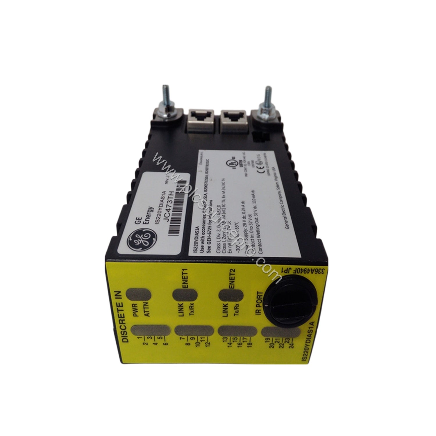 Figure 1: Front view of the GE IS220YDOAS1A Discrete Output Pack showing its compact industrial enclosure and diagnostic LED 