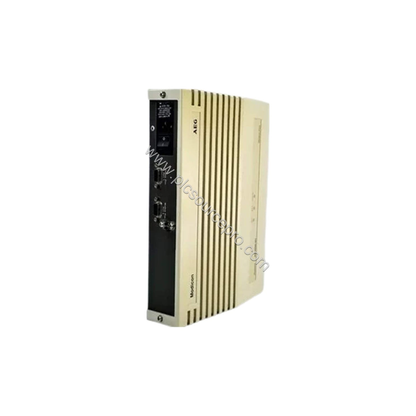 Figure 1: Front view of the Schneider NW-RR85-001 Modbus Plus Repeater Assembly showing the rack-mountable metal enclosure wi