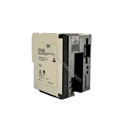 Figure 1: Front view of the Schneider PC-E984-785 Compact Controller showcasing its industrial enclosure and status indicator