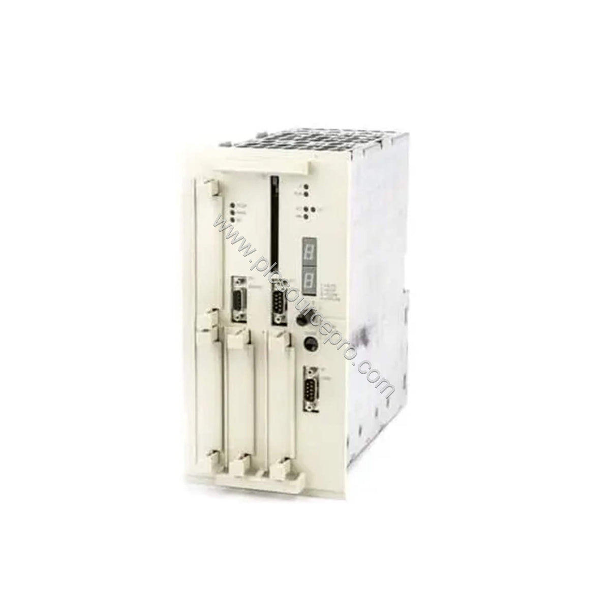 Figure 1: Front view of the GE PM150V08 3BSE009598R1 Industrial Automation Module showing its compact enclosure and status in