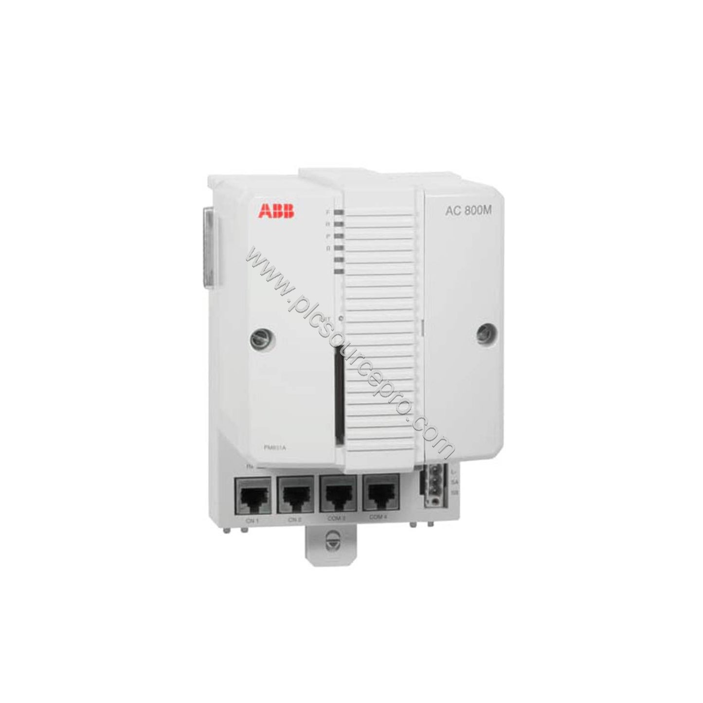 Figure 1: Front view of the ABB PM857K01 Industrial Automation Module showing its compact enclosure, LED indicators, and INIT