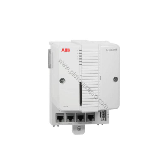 Figure 1: Front view of the ABB PM857K01 Industrial Automation Module showing its compact enclosure, LED indicators, and INIT