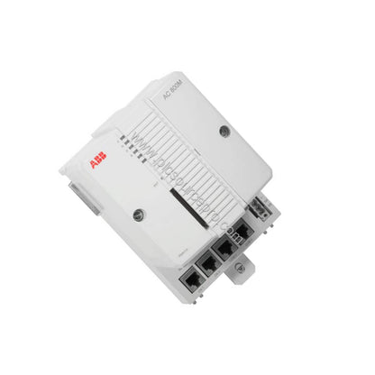 Figure 2: Side view of the ABB PM857K01 controller highlighting its RJ45 Ethernet ports and serial interfaces for network con