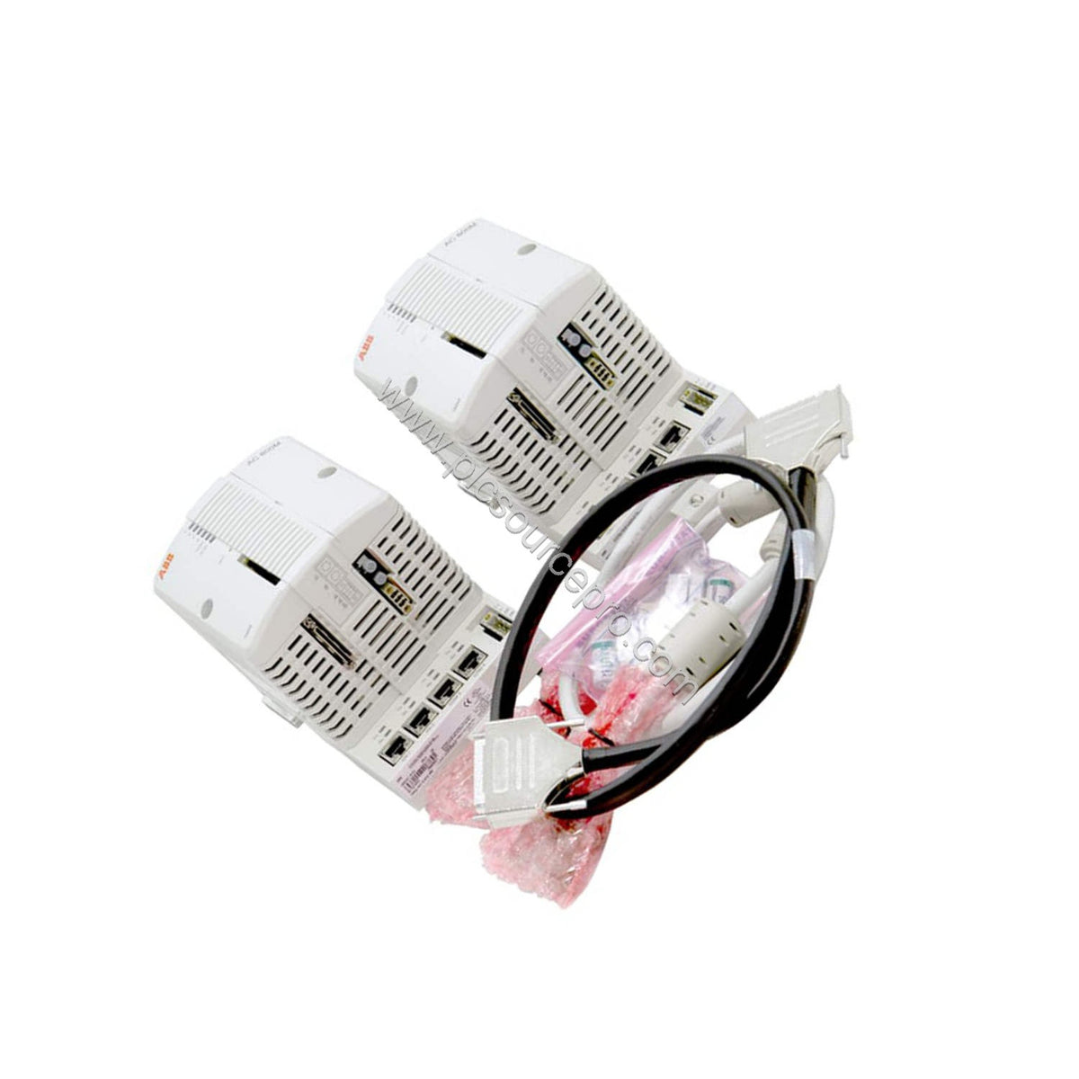 Figure 2: Rear view of the ABB PM858K01 highlighting the RJ45 Ethernet and serial ports for network and configuration connect