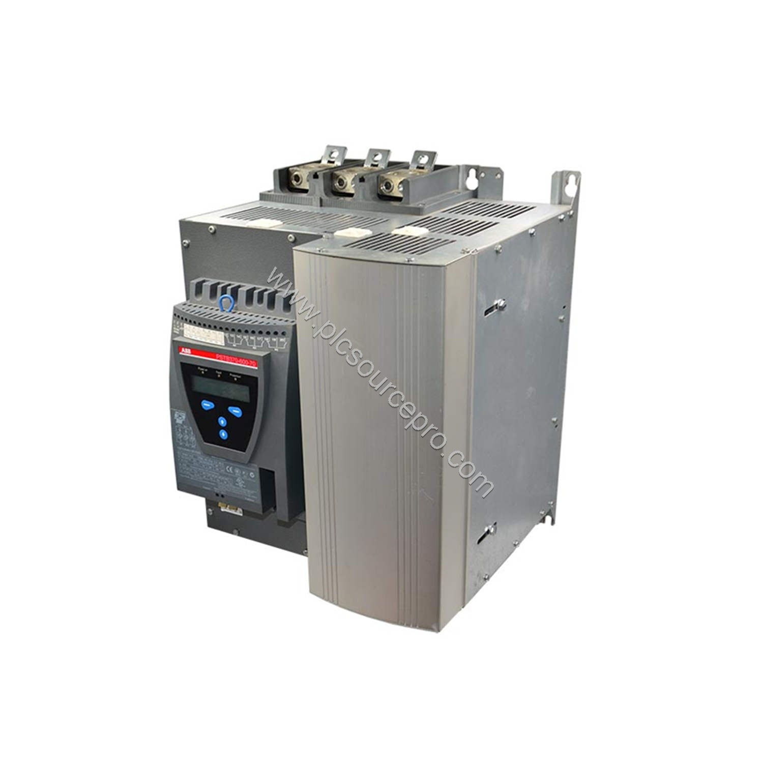 Figure 1: Front view of the GE PSTB570-600-70 softstarter industrial automation module, showing its robust enclosure and cont