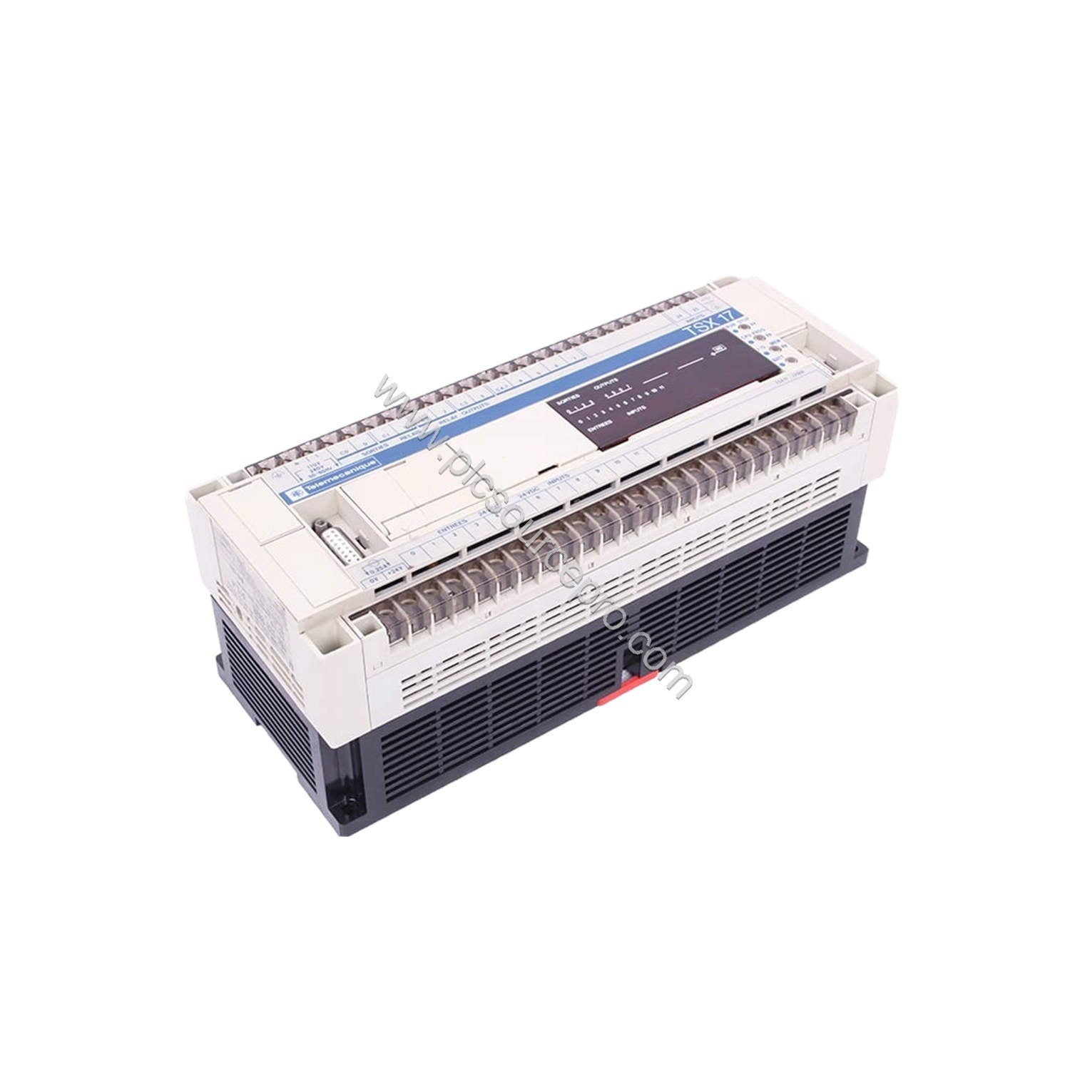 Figure 1: Front view of the Schneider TSX1722028 Industrial Automation Module showing its compact panel-mount enclosure and t