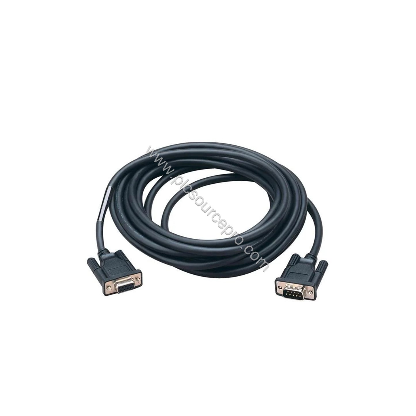 Figure 1: Front view of the Schneider TSXCANCADD5 CANopen cordset showing the molded female SUB-D9 connector and flexible 5-m
