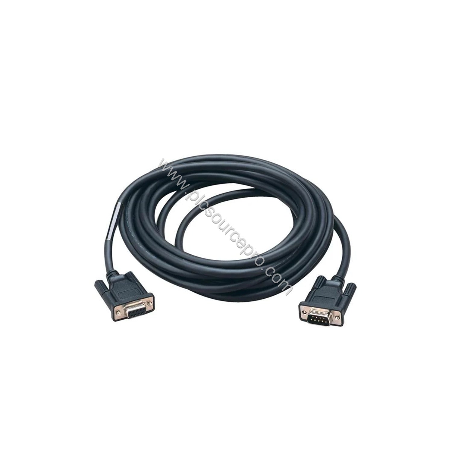 Figure 1: Front view of the Schneider TSXCANCADD5 CANopen cordset showing the molded female SUB-D9 connector and flexible 5-m