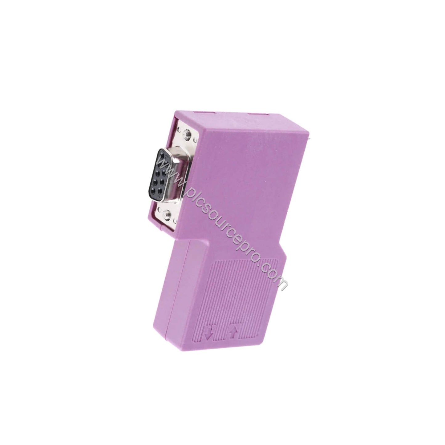 Figure 2: Side profile of the Schneider TSXCANKCDF90T with line terminator, highlighting the right-angle connector design for