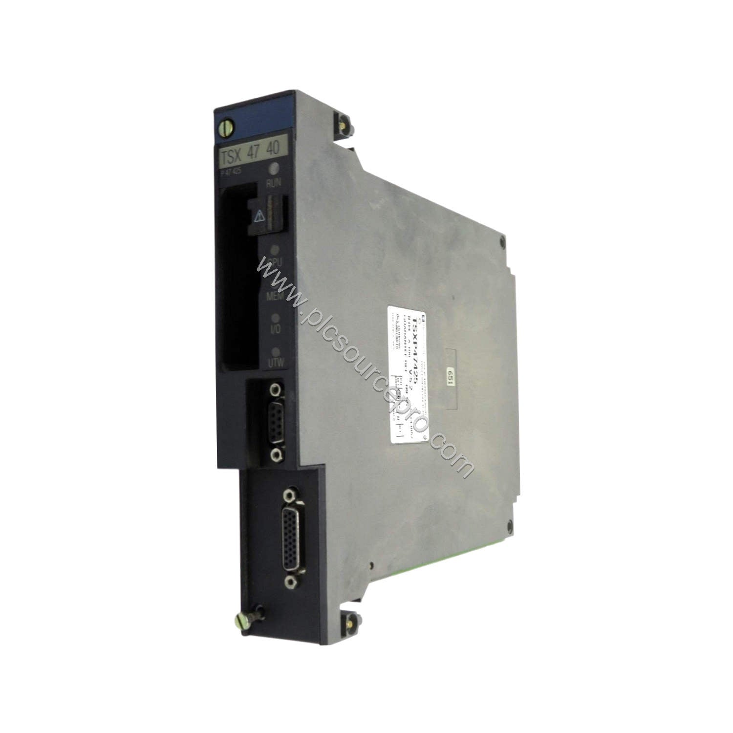 Figure 2: Detail view of the Schneider TSXP5720 with connection ports for FIPWAY, ETHWAY, and Modbus Plus networks, highlight