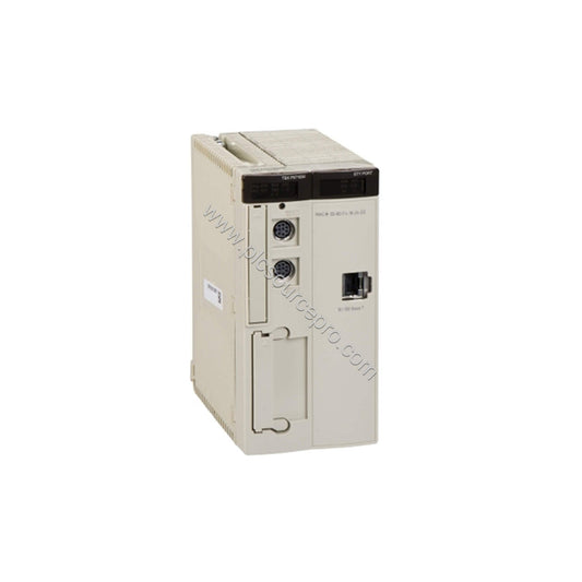 Figure 1: Front view of the Schneider TSXP571634 Unity Processor showing its modular design and LED indicators for status mon