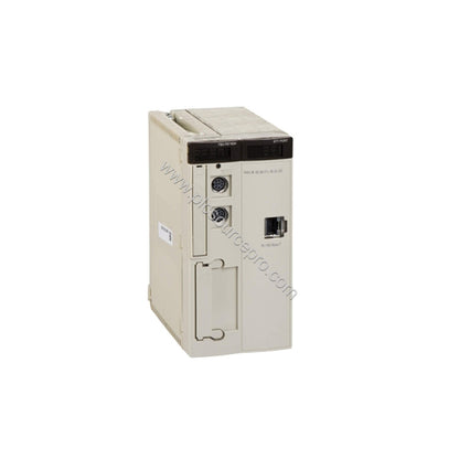 Figure 1: Front view of the Schneider TSXP57453M double-format PL7 processor showing its compact enclosure and status LED ind