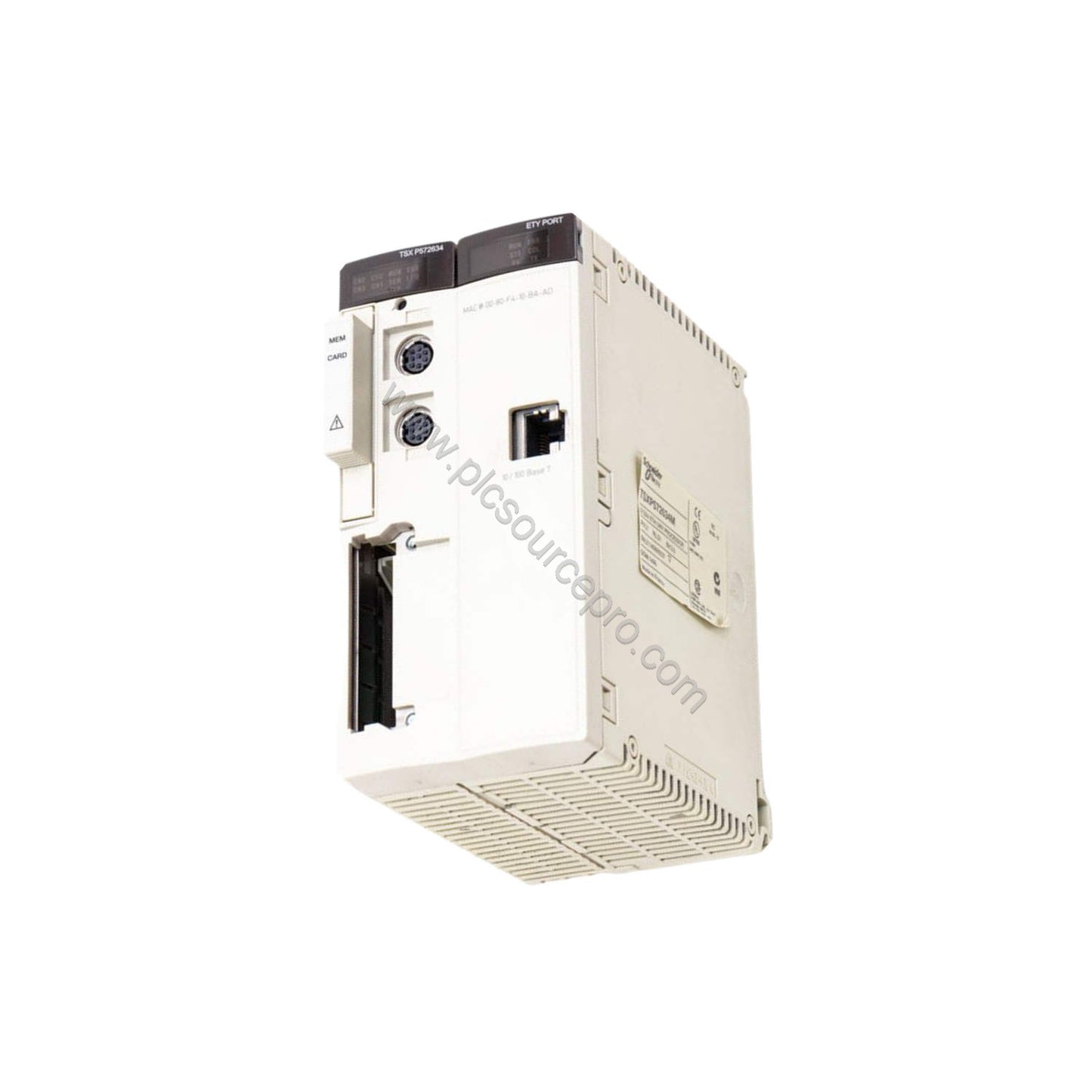 Schneider TSXP572634M Non-isolated serial link (2 female mini DIN, 19.2 kbit/s) and Ethernet TCP/IP (RJ45, 10/100 Mbit/s) PLC Module